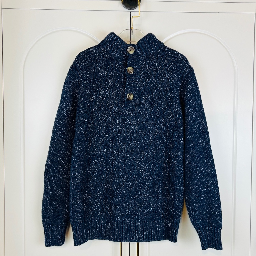 Cat and Jack Boy's Pullover Navy Cable Knit Sweater